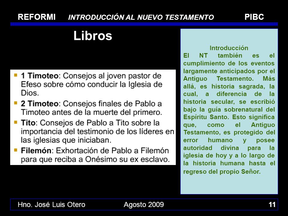 Libros REFORMI INTRODUCCIÓN AL NUEVO TESTAMENTO PIBC