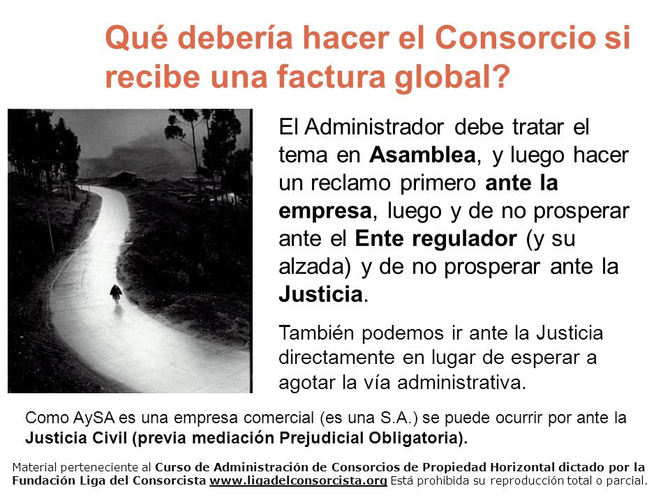 Qué debería hacer el Consorcio si recibe una factura global