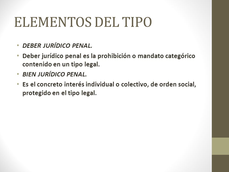 ELEMENTOS DEL TIPO DEBER JURÍDICO PENAL.