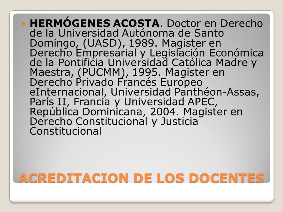 ACREDITACION DE LOS DOCENTES