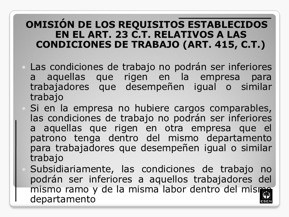 OMISIÓN DE LOS REQUISITOS ESTABLECIDOS EN EL ART. 23 C. T