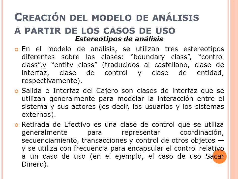 Creación del modelo de análisis a partir de los casos de uso