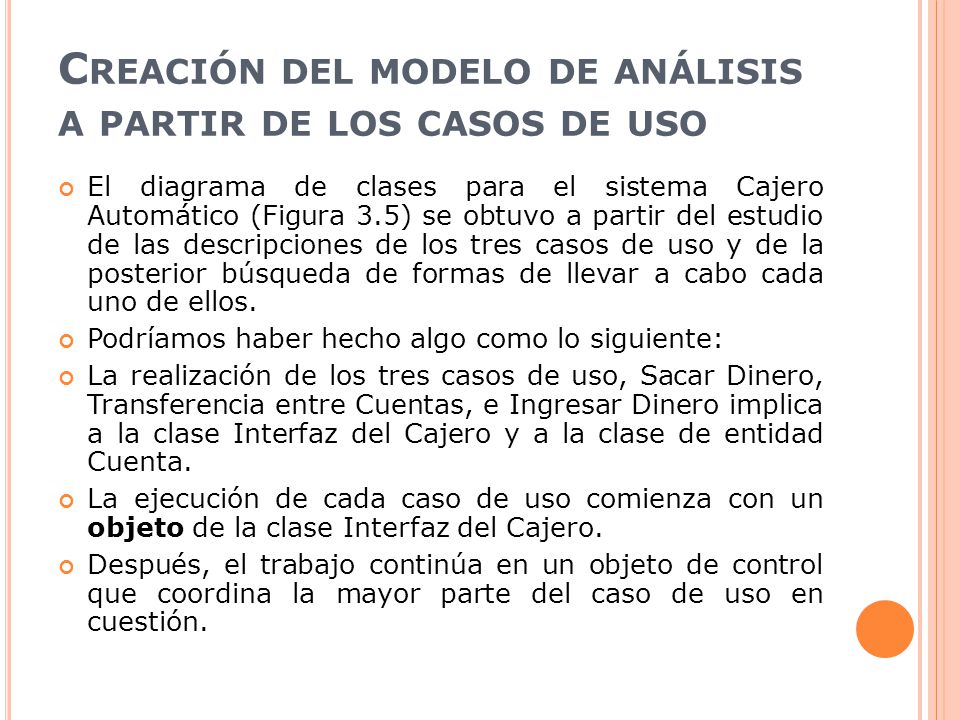 Creación del modelo de análisis a partir de los casos de uso