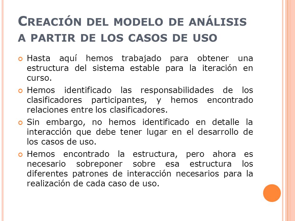 Creación del modelo de análisis a partir de los casos de uso