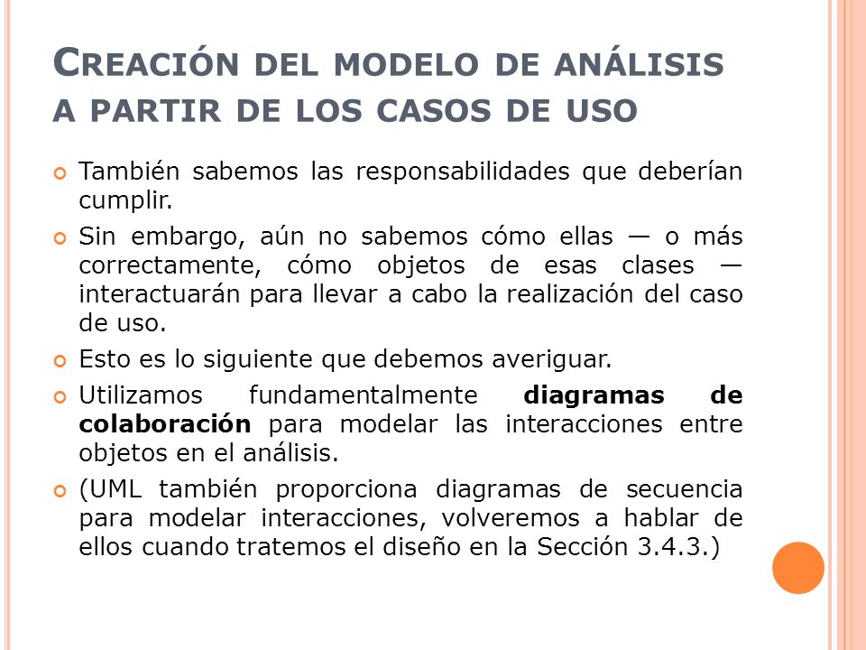 Creación del modelo de análisis a partir de los casos de uso