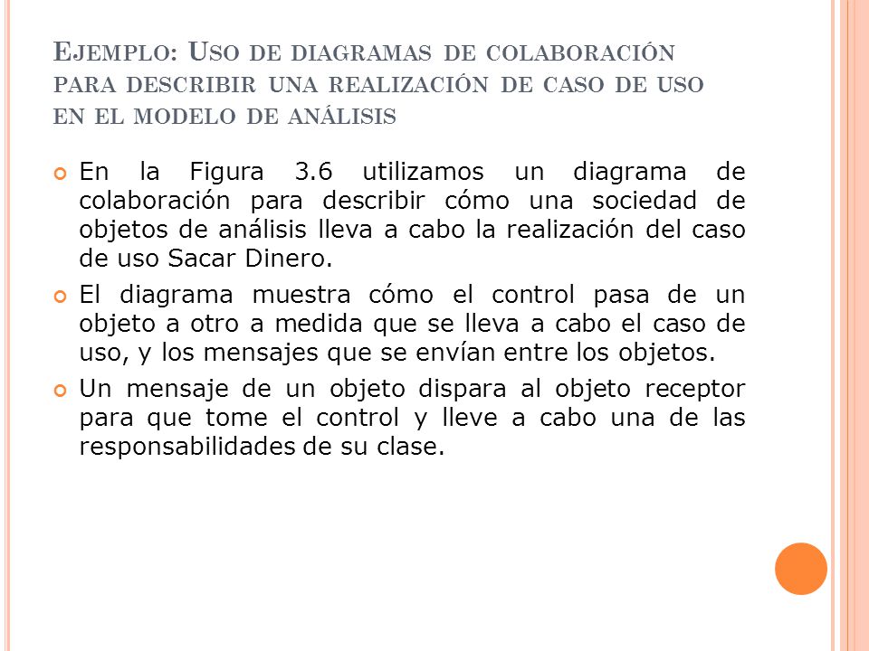 Ejemplo: Uso de diagramas de colaboración para describir una realización de caso de uso en el modelo de análisis