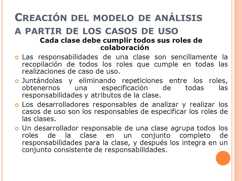 Creación del modelo de análisis a partir de los casos de uso