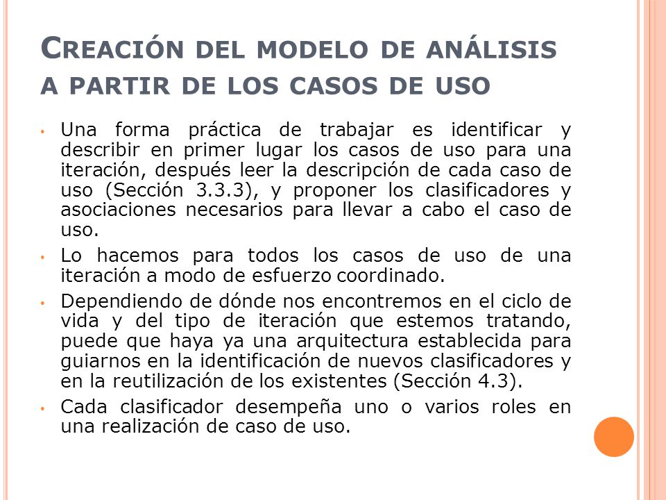 Creación del modelo de análisis a partir de los casos de uso