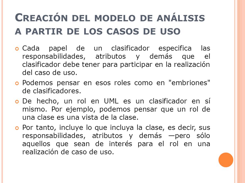 Creación del modelo de análisis a partir de los casos de uso