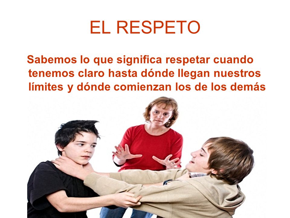 EL RESPETO Sabemos lo que significa respetar cuando tenemos claro hasta dónde llegan nuestros límites y dónde comienzan los de los demás.