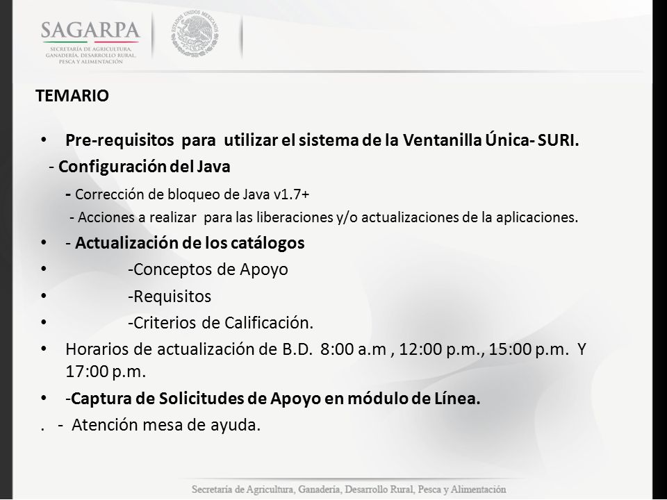 Pre-requisitos para utilizar el sistema de la Ventanilla Única- SURI.