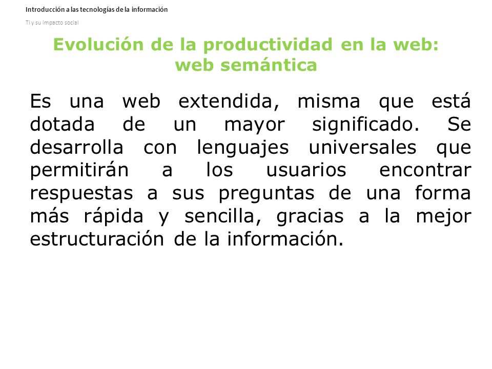 Evolución de la productividad en la web: web semántica