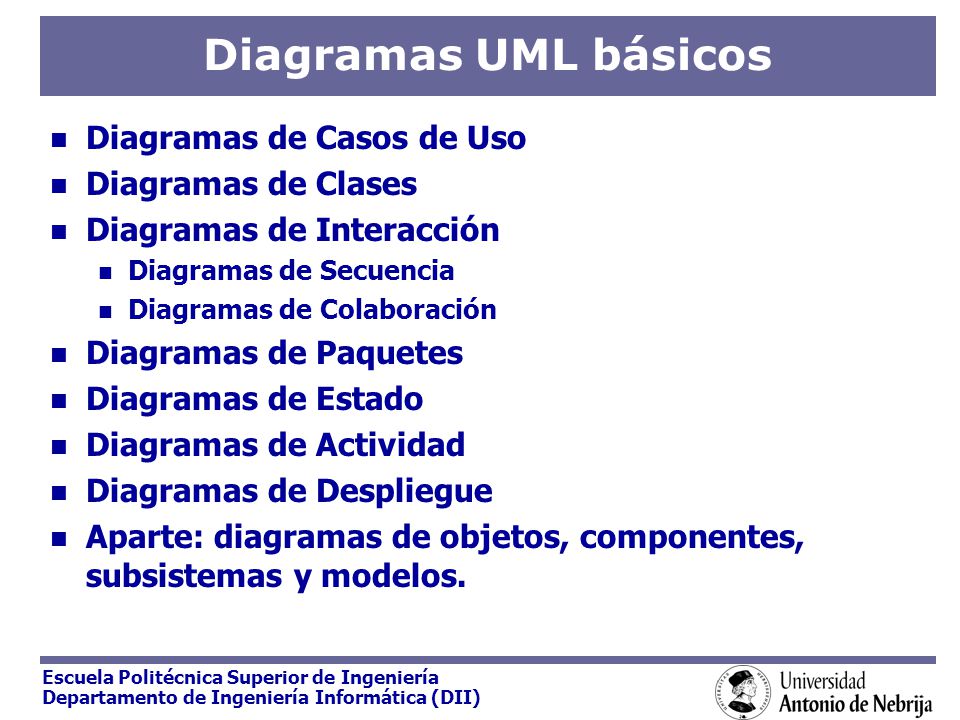 Diagramas UML básicos Diagramas de Casos de Uso Diagramas de Clases