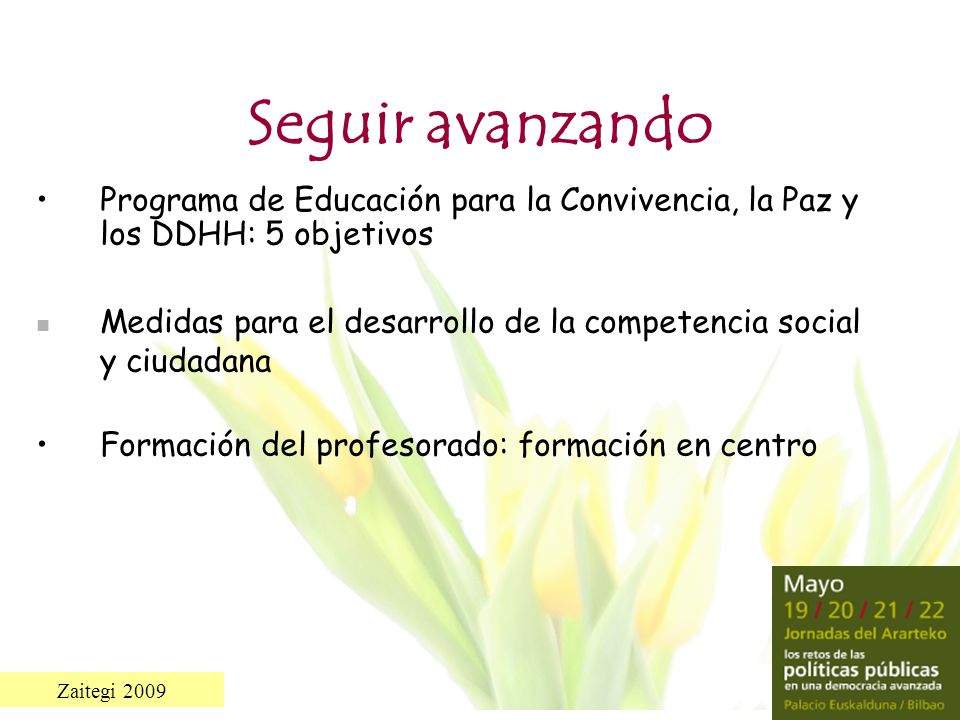 Seguir avanzando Programa de Educación para la Convivencia, la Paz y los DDHH: 5 objetivos.