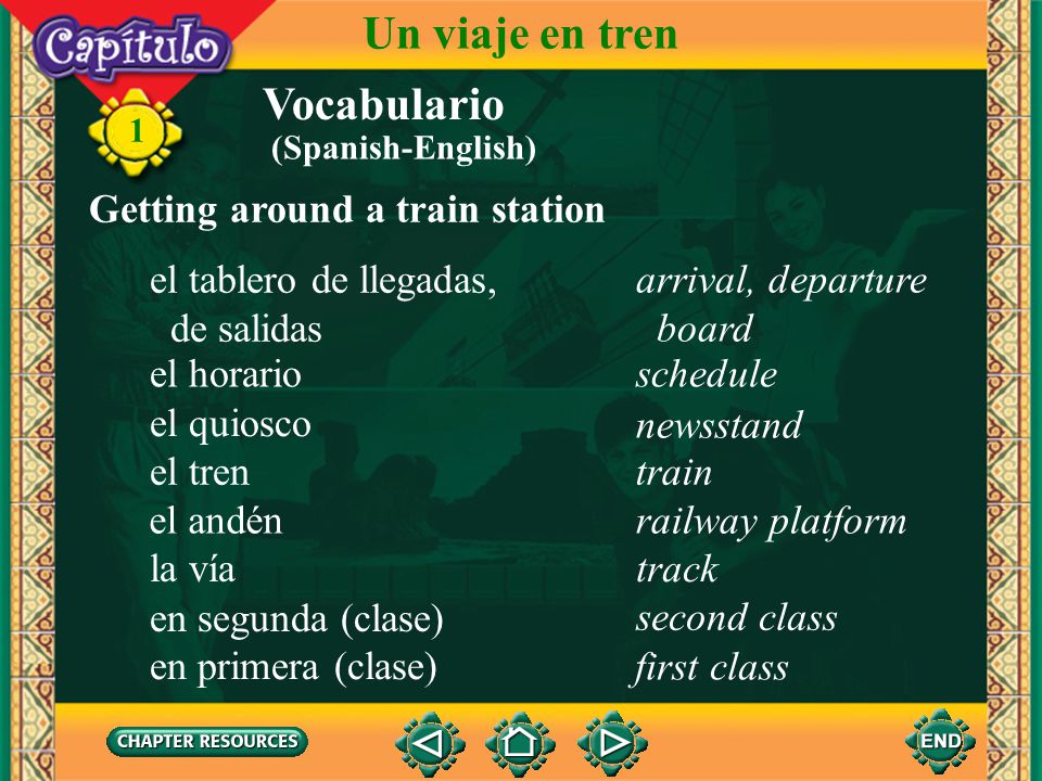 Un viaje en tren Vocabulario Getting around a train station