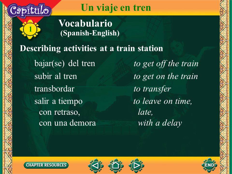 Un viaje en tren Vocabulario Describing activities at a train station