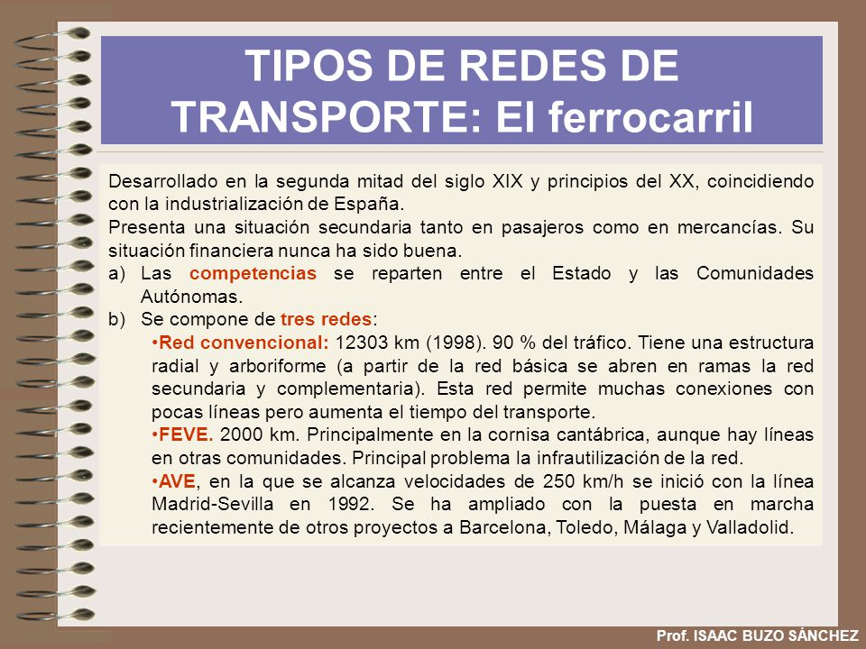TIPOS DE REDES DE TRANSPORTE: El ferrocarril