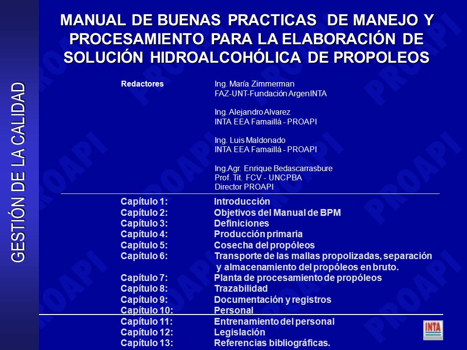 MANUAL DE BUENAS PRACTICAS DE MANEJO Y PROCESAMIENTO PARA LA ELABORACIÓN DE SOLUCIÓN HIDROALCOHÓLICA DE PROPOLEOS