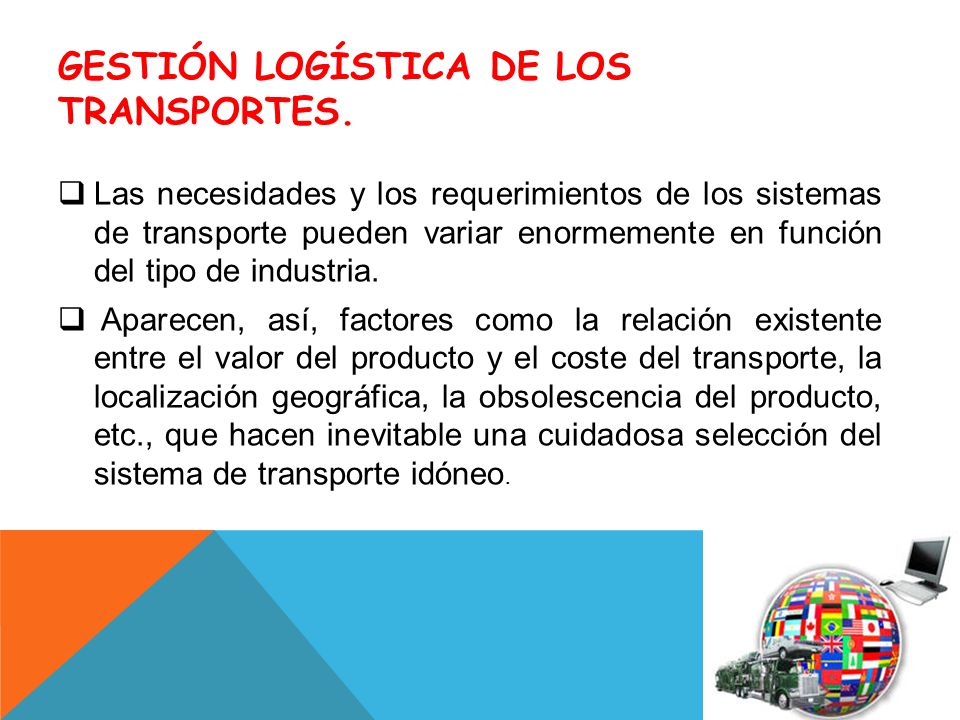 Gestión logística de los transportes.