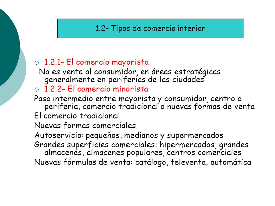 1.2- Tipos de comercio interior
