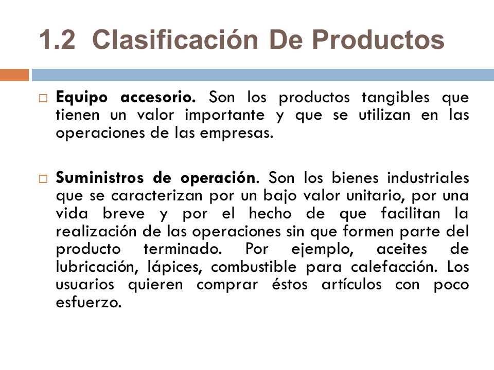 1.2 Clasificación De Productos