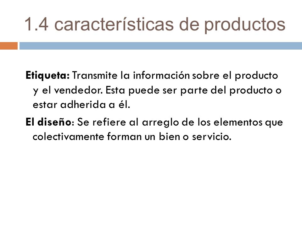 1.4 características de productos