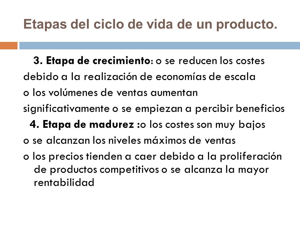 Etapas del ciclo de vida de un producto.