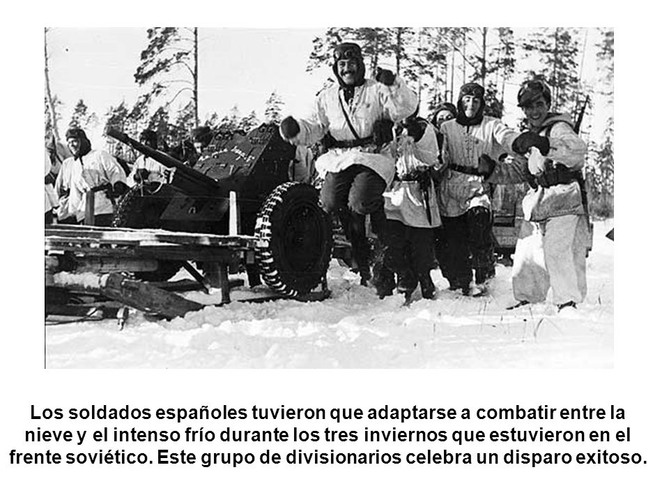 Los soldados españoles tuvieron que adaptarse a combatir entre la nieve y el intenso frío durante los tres inviernos que estuvieron en el frente soviético.