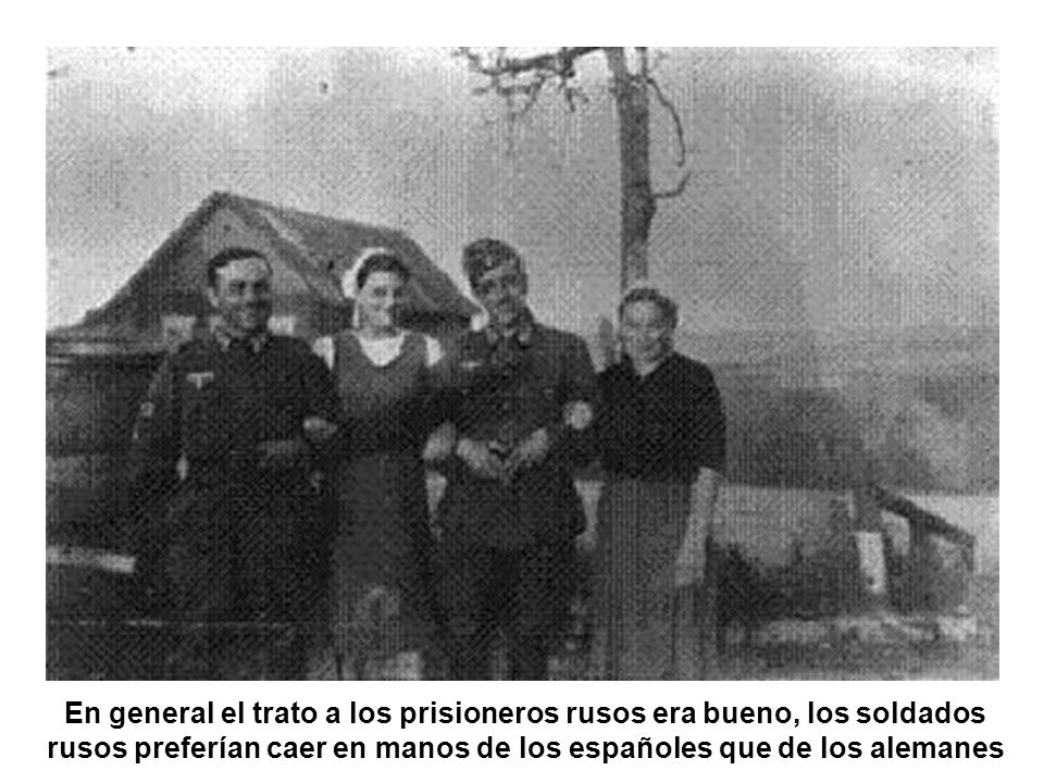 En general el trato a los prisioneros rusos era bueno, los soldados rusos preferían caer en manos de los españoles que de los alemanes
