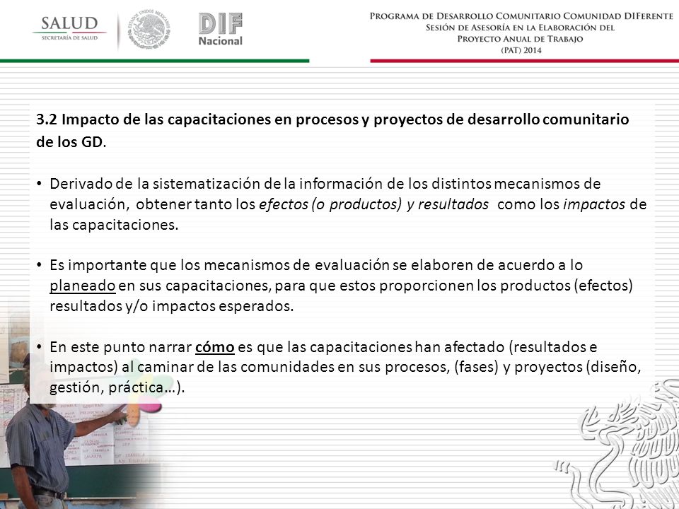 3.2 Impacto de las capacitaciones en procesos y proyectos de desarrollo comunitario de los GD.