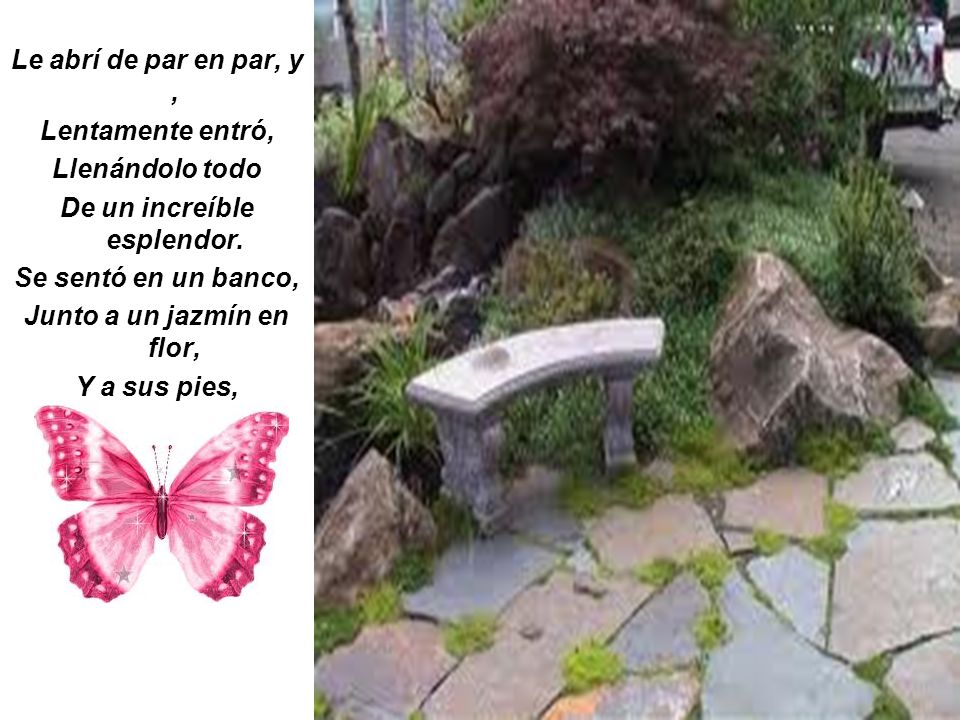 De un increíble esplendor. Se sentó en un banco,