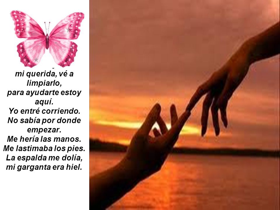 El me dijo : mi querida, vé a limpiarlo, para ayudarte estoy aquí