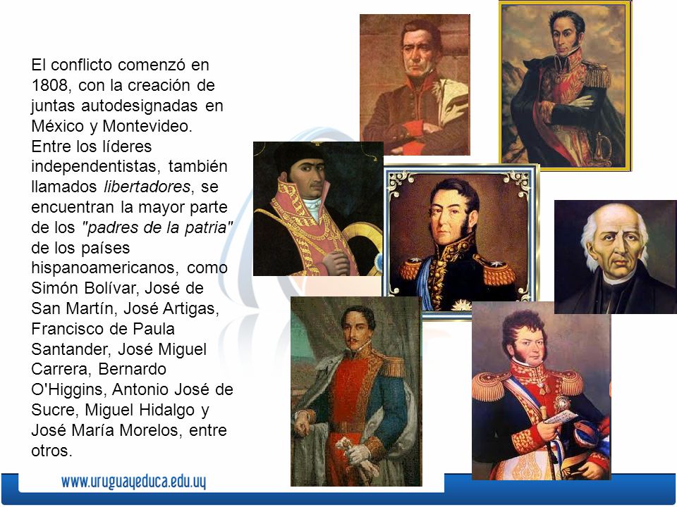 El conflicto comenzó en 1808, con la creación de juntas autodesignadas en México y Montevideo.