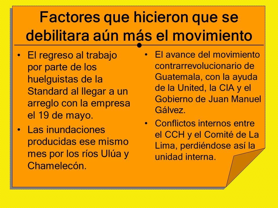 Factores que hicieron que se debilitara aún más el movimiento