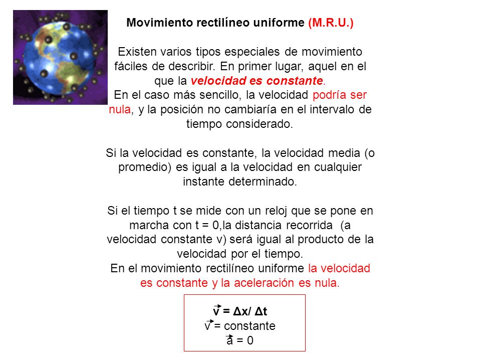 Movimiento rectilíneo uniforme (M.R.U.)