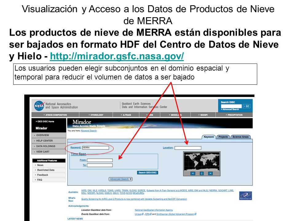 Visualización y Acceso a los Datos de Productos de Nieve de MERRA
