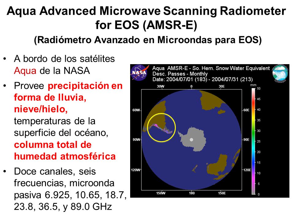 Aqua Advanced Microwave Scanning Radiometer for EOS (AMSR-E) (Radiómetro Avanzado en Microondas para EOS)