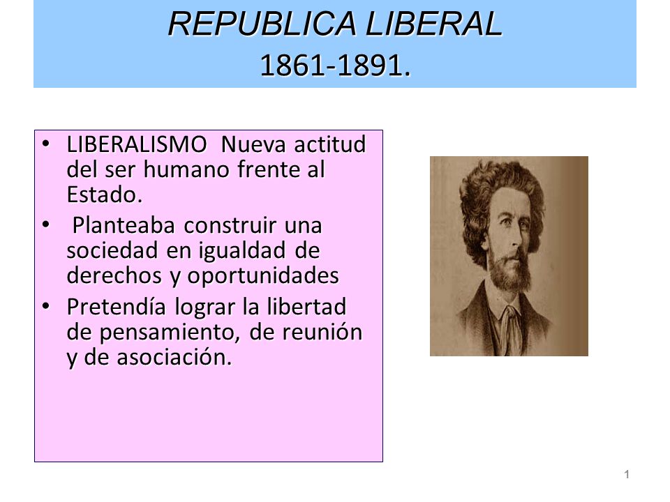 REPUBLICA LIBERAL LIBERALISMO Nueva actitud del ser humano frente al Estado.