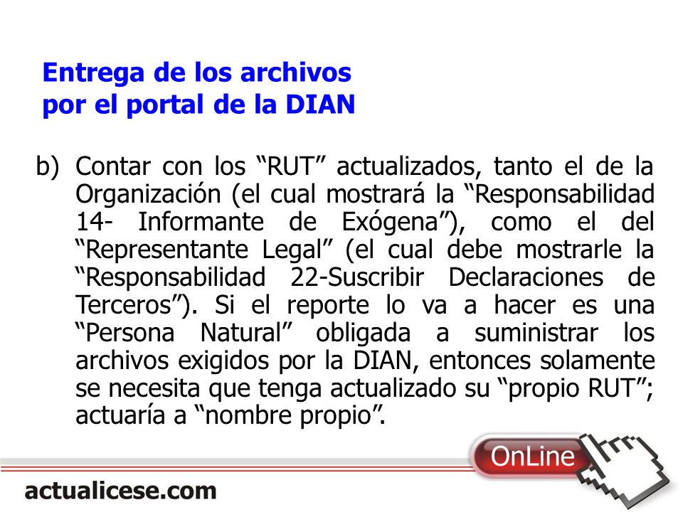 Entrega de los archivos por el portal de la DIAN