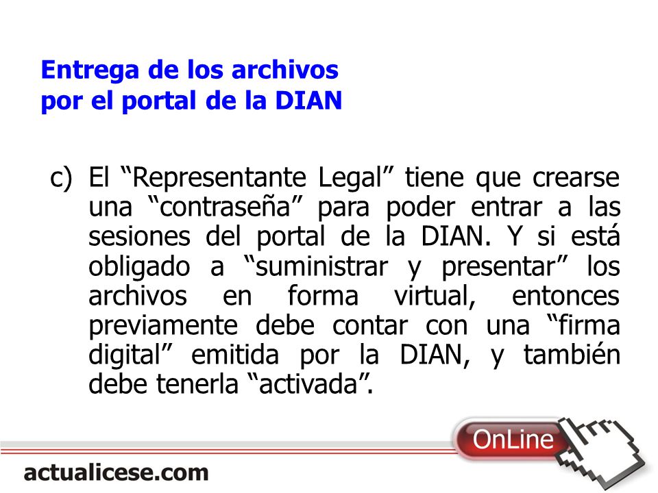 Entrega de los archivos por el portal de la DIAN