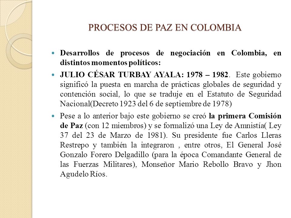 PROCESOS DE PAZ EN COLOMBIA