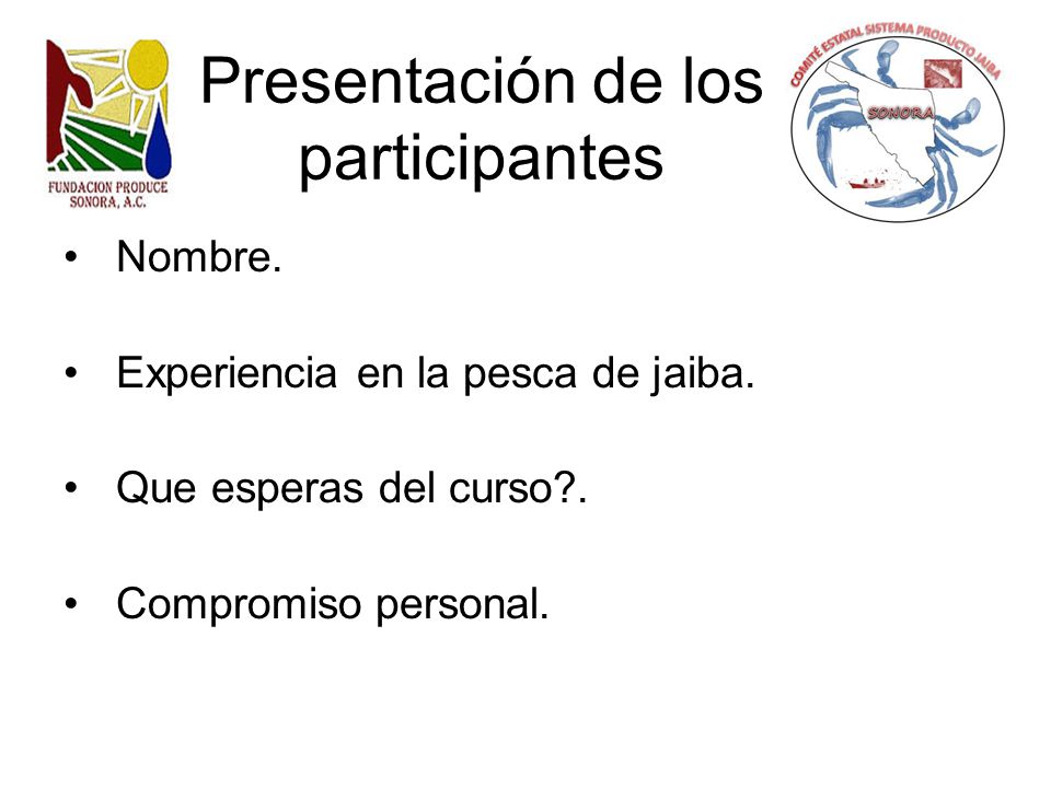 Presentación de los participantes