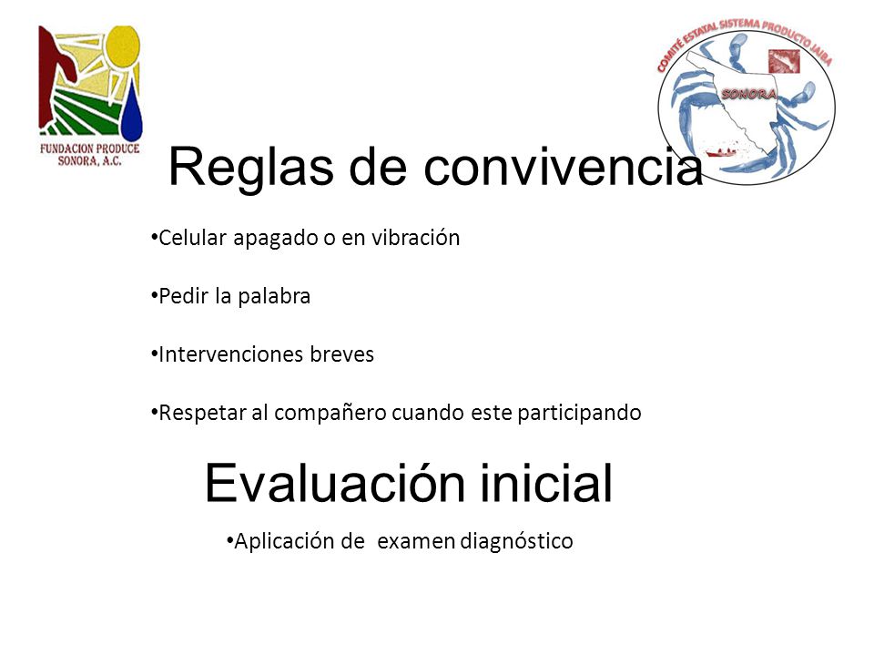 Reglas de convivencia Evaluación inicial