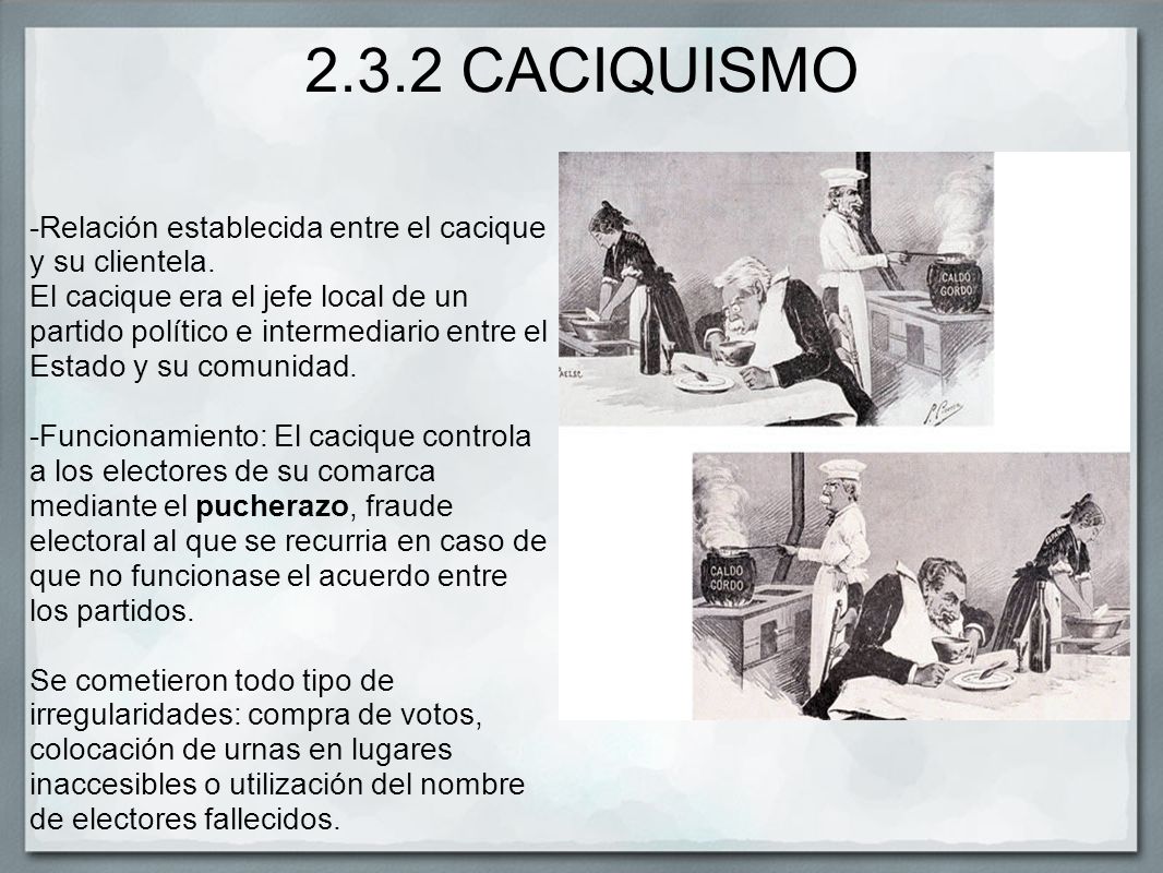 2.3.2 CACIQUISMO -Relación establecida entre el cacique y su clientela.