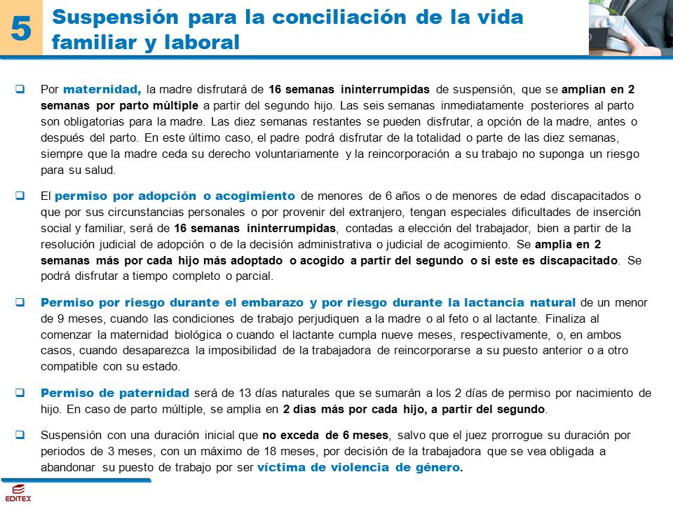 Suspensión para la conciliación de la vida familiar y laboral