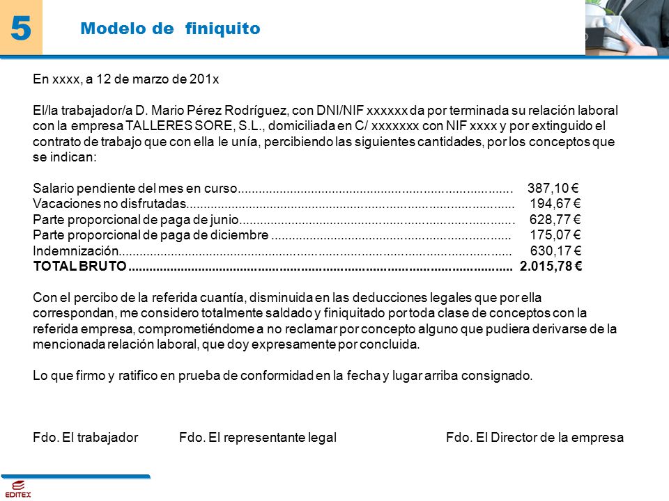 Modelo de finiquito En xxxx, a 12 de marzo de 201x