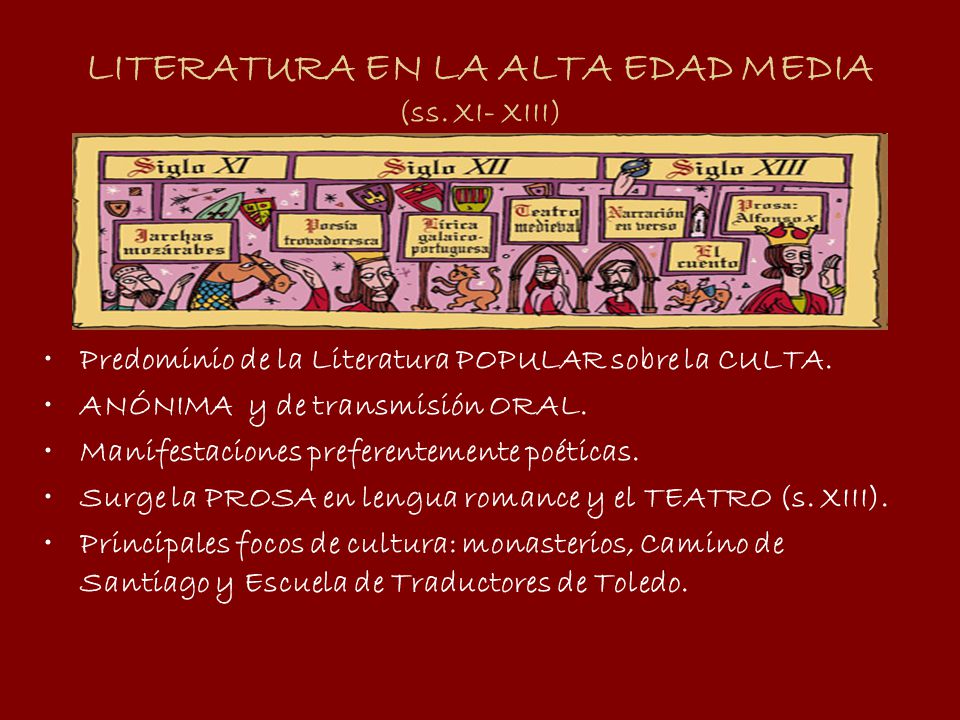 LITERATURA EN LA ALTA EDAD MEDIA (ss. XI- XIII)