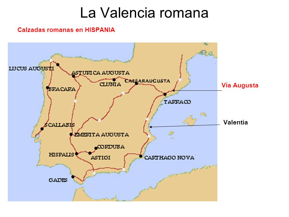 La Valencia romana Calzadas romanas en HISPANIA Vía Augusta Valentia