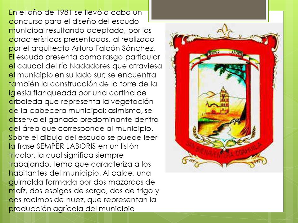 En el año de 1981 se llevó a cabo un concurso para el diseño del escudo municipal resultando aceptado, por las características presentadas, al realizado por el arquitecto Arturo Falcón Sánchez.