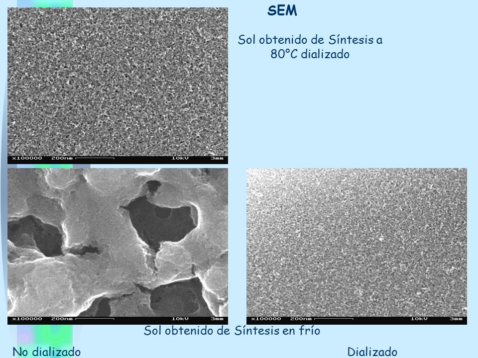 SEM Sol obtenido de Síntesis a 80°C dializado